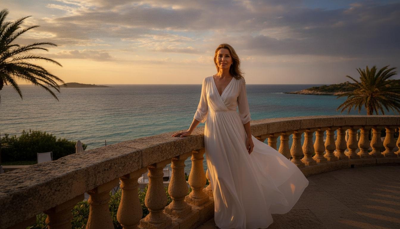 A luxury traveler overlooks the Mediterranean coast at golden hour — the feeling your retreat creates